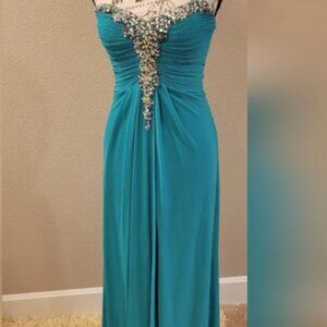 Decode 1.8 Teal Strapless Dress with Gorgeous Beading